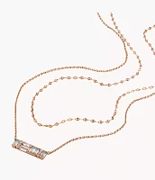 Hazel Sparkling Baguettes Rose Gold-Tone Brass Multi-Strand Necklace