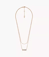 Hazel Sparkling Baguettes Rose Gold-Tone Brass Multi-Strand Necklace