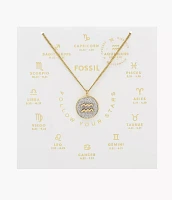 Zodiac Aquarius Silver Paper Glitz Pendant Necklace