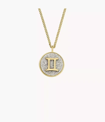 Zodiac Gemini Silver Paper Glitz Pendant Necklace