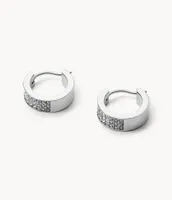 Pavé Stainless Steel Huggie Hoops