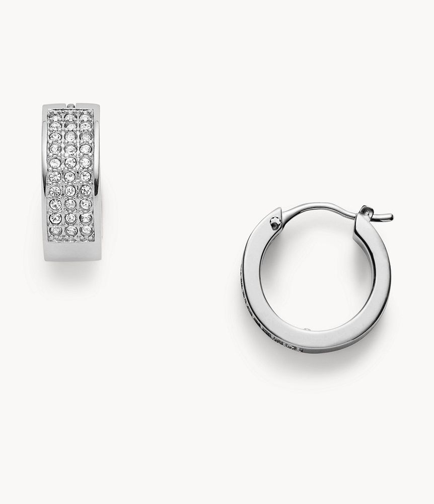 Pavé Stainless Steel Huggie Hoops