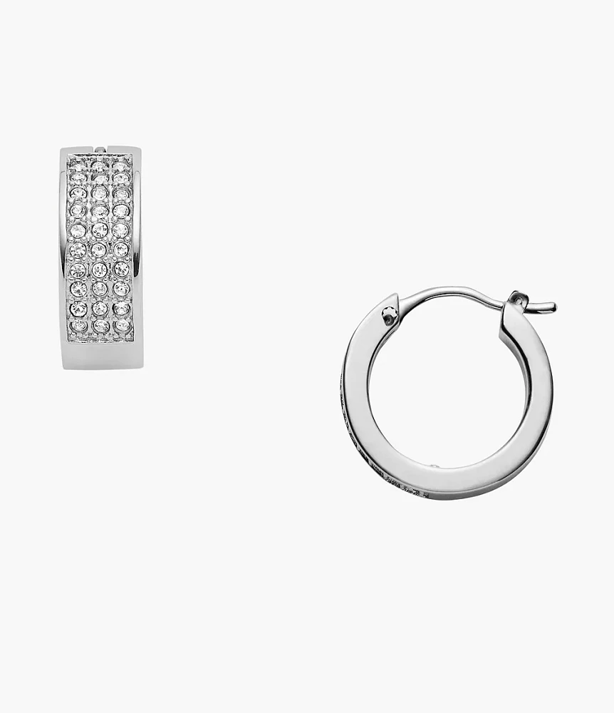 Pavé Stainless Steel Huggie Hoops