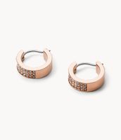 Pavé Rose Gold-Tone Steel Huggie Hoops