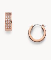 Pavé Rose Gold-Tone Steel Huggie Hoops