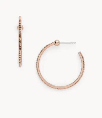 Textured Rose Gold-Tone Stainless Steel Hoops