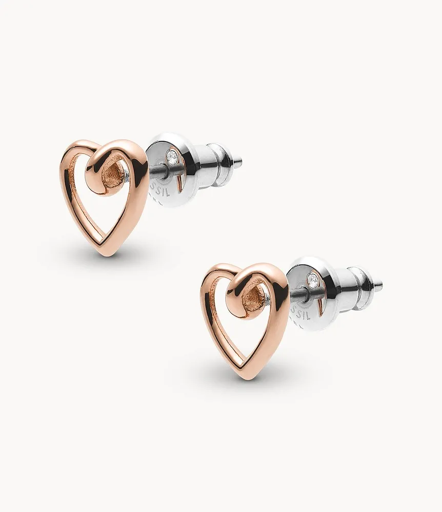 FOSSIL Rose Gold-Tone Stainless Steel Stud Earrings | Kingsway Mall