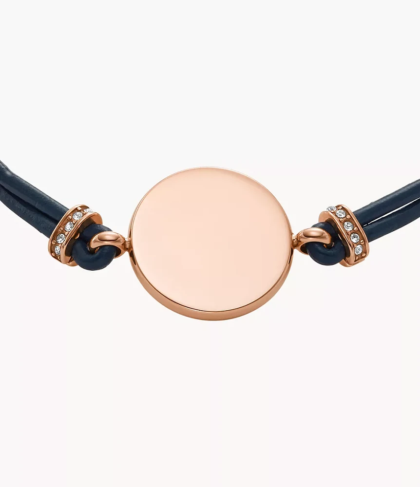 Elliott Rose Gold-Tone Stainless Steel Leather Bracelet