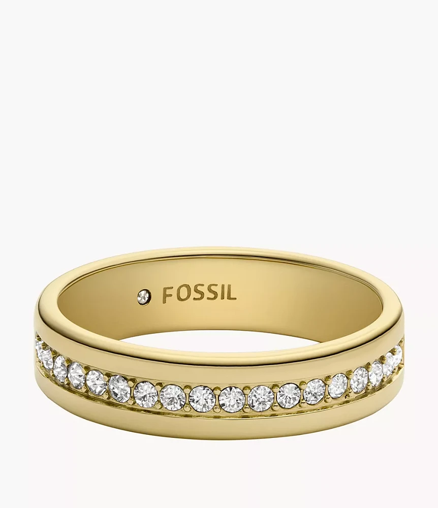 Archival Glitz Gold-Tone Stainless Steel Band Ring