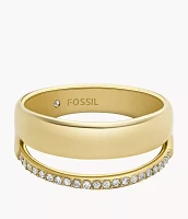 Archival Glitz Gold-Tone Stainless Steel Band Ring