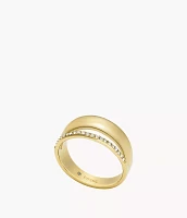 Archival Glitz Gold-Tone Stainless Steel Band Ring