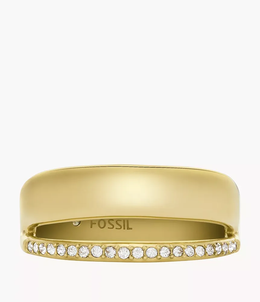 Archival Glitz Gold-Tone Stainless Steel Band Ring