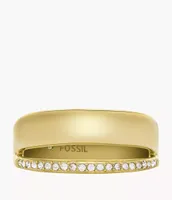 Archival Glitz Gold-Tone Stainless Steel Band Ring