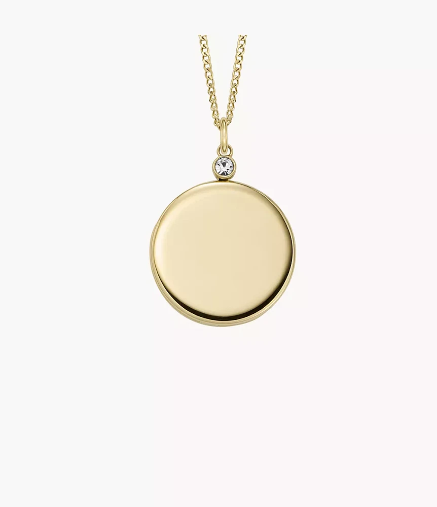 Locket Collection Gold-Tone Stainless Steel Pendant Necklace