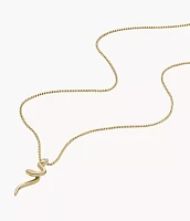 Gold-Tone Stainless Steel Snake Pendant Necklace