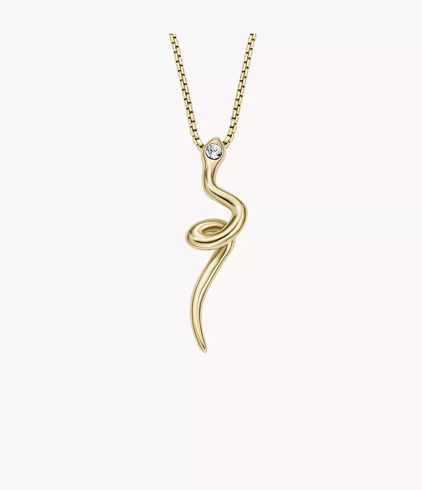 Gold-Tone Stainless Steel Snake Pendant Necklace