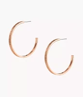 Ear Party Rose Gold-Tone Stainless Steel Hoop Earrings