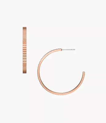 Ear Party Rose Gold-Tone Stainless Steel Hoop Earrings