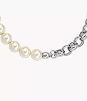 Archival Bold Links White Pearl Chain Necklace