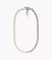 Archival Bold Links White Pearl Chain Necklace