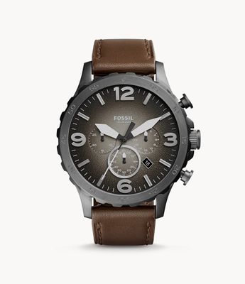 Nate Chronograph Brown Leather Watch