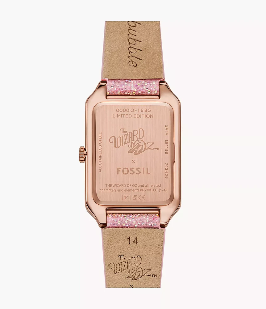 The Wizard of Oz x Fossil Limited Edition Three-Hand Pink Crystal Fabric Watch