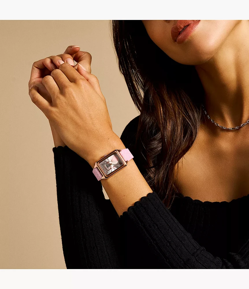 The Wizard of Oz x Fossil Limited Edition Three-Hand Pink Crystal Fabric Watch