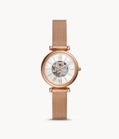 Carlie Mini Automatic Rose Gold-Tone Stainless Steel Mesh Watch - ME3188 - Fossil