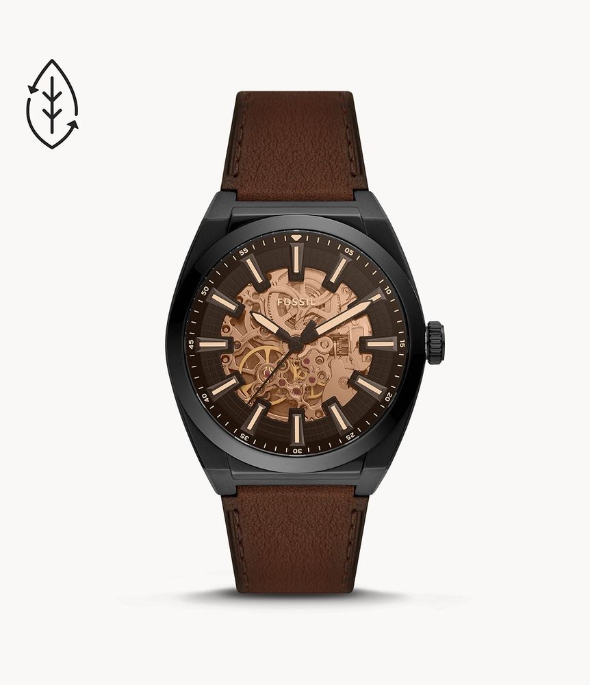 Everett Automatic Dark Brown LiteHide™ Leather Watch