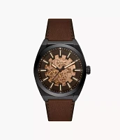 Everett Automatic Dark Brown LiteHide™ Leather Watch