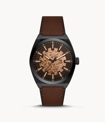 Everett Automatic Dark Brown LiteHideâ¢ Leather Watch