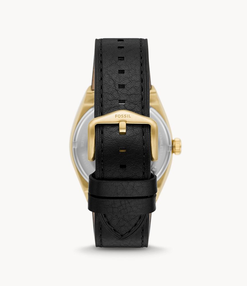 Everett Automatic Black Eco Leather Watch