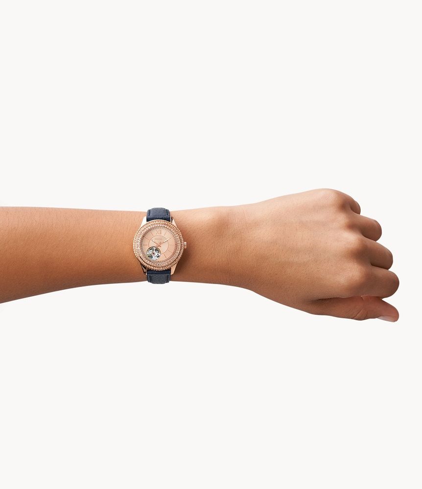 Stella Automatic Navy Eco Leather Watch