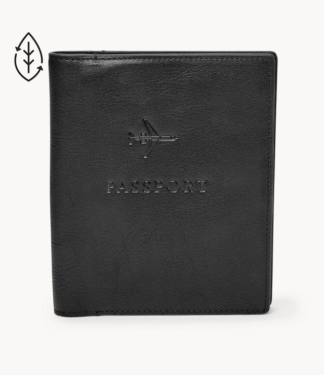 Fossil Leather Rfid Passport Case - Black - MLG0358001