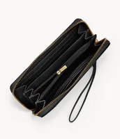 Logan Leather RFID Zip Around Clutch Wallet