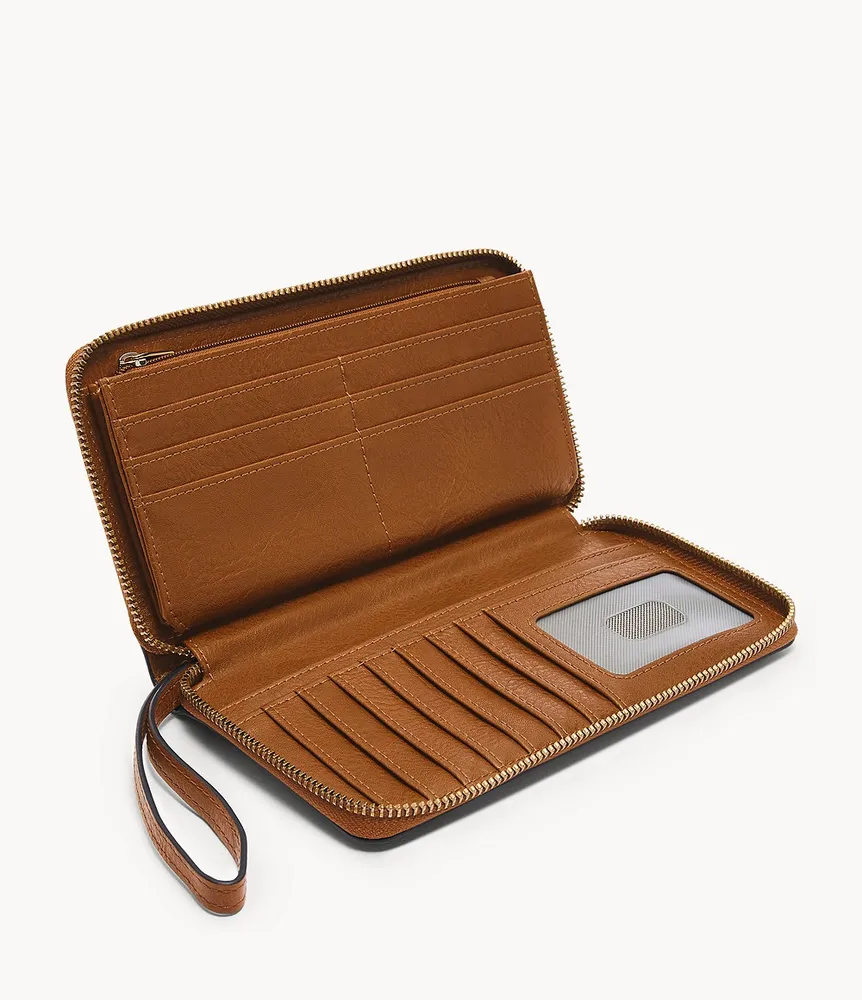 Fossil Women's Jori Leather Zip Card Case - Brown - Small/Medium