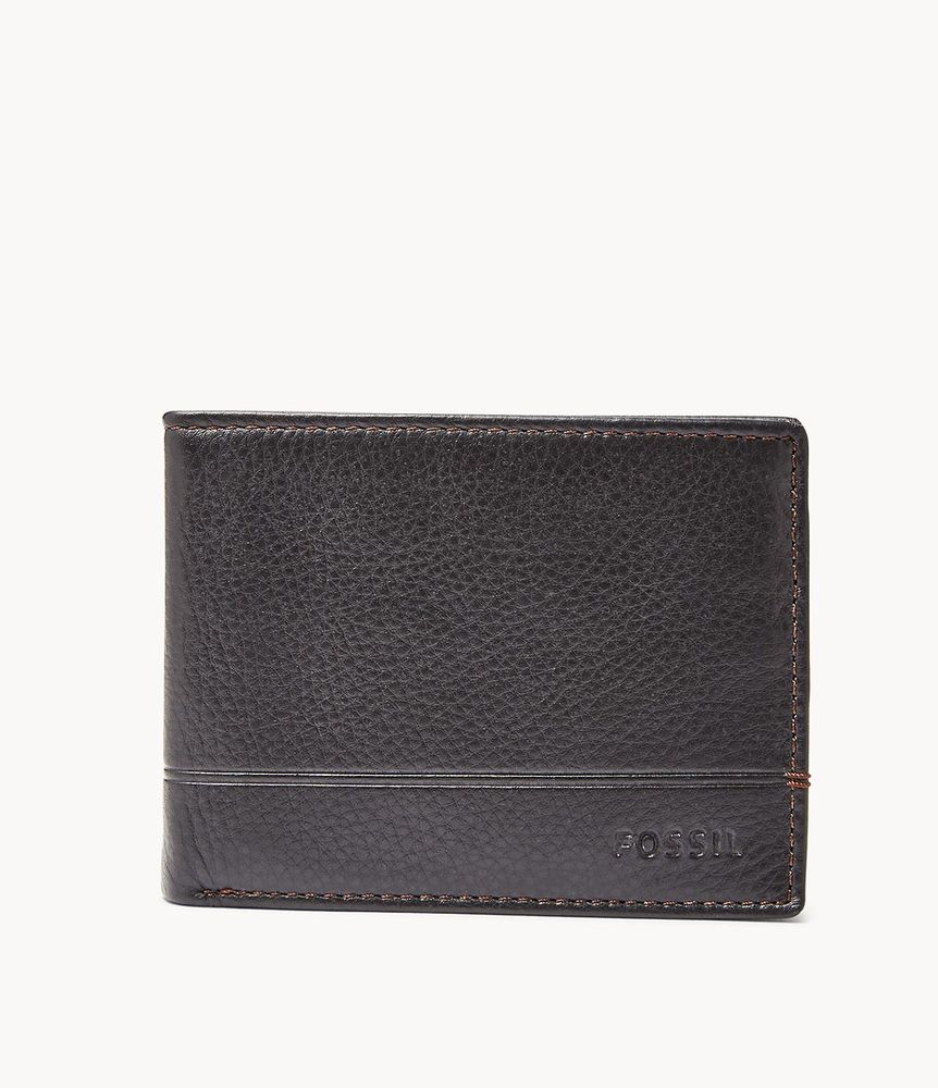 Fossil Men's Neel Flip ID Bifold Leather Wallet - Black