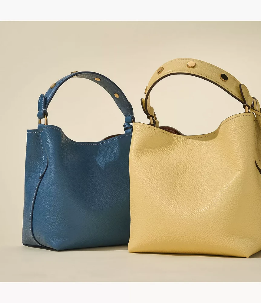 Jessie Leather Small Bucket Crossbody Bag