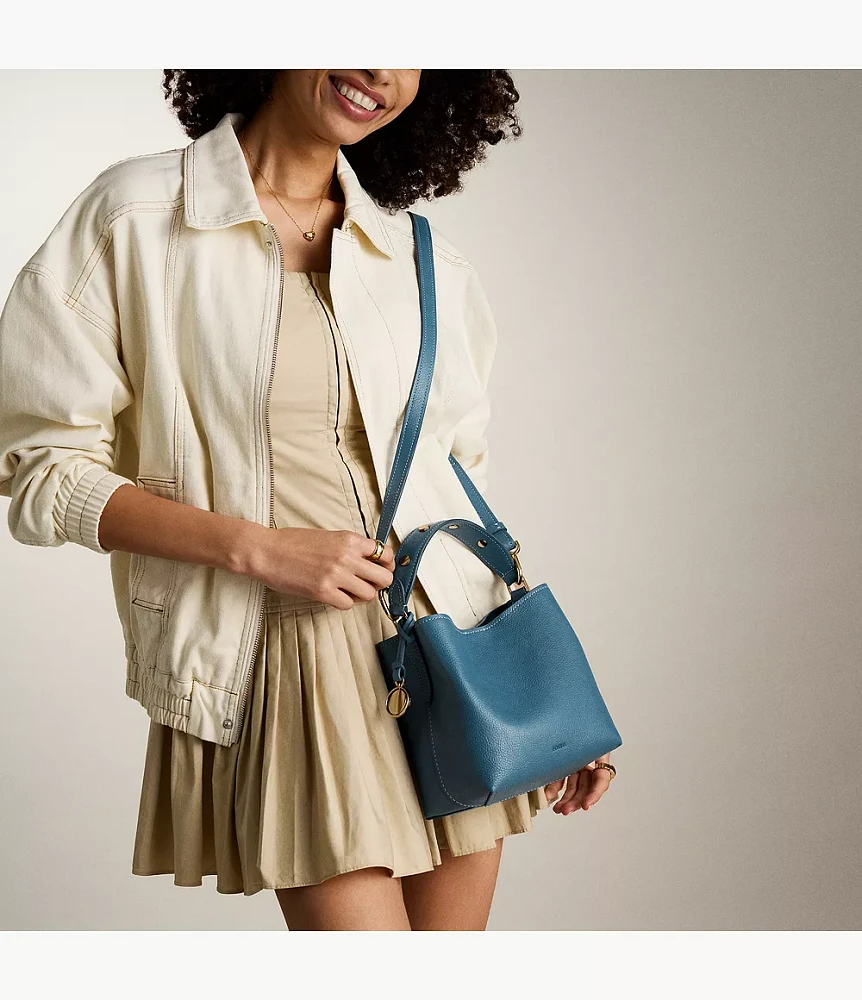 Jessie Leather Small Bucket Crossbody Bag