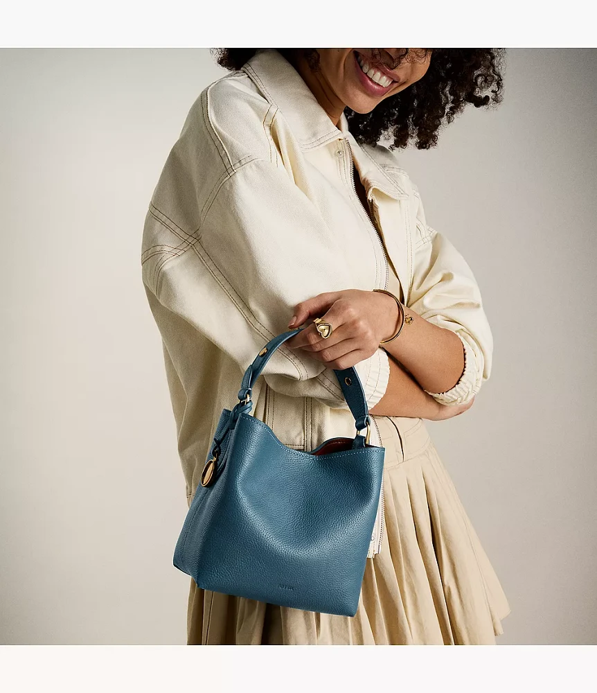 Jessie Leather Small Bucket Crossbody Bag