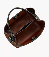 Jessie Haircalf Leather Small Bucket Crossbody Bag