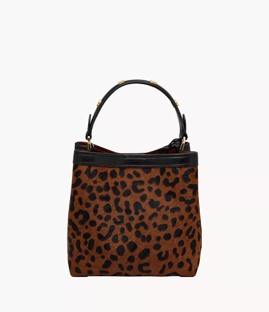 Jessie Haircalf Leather Small Bucket Crossbody Bag