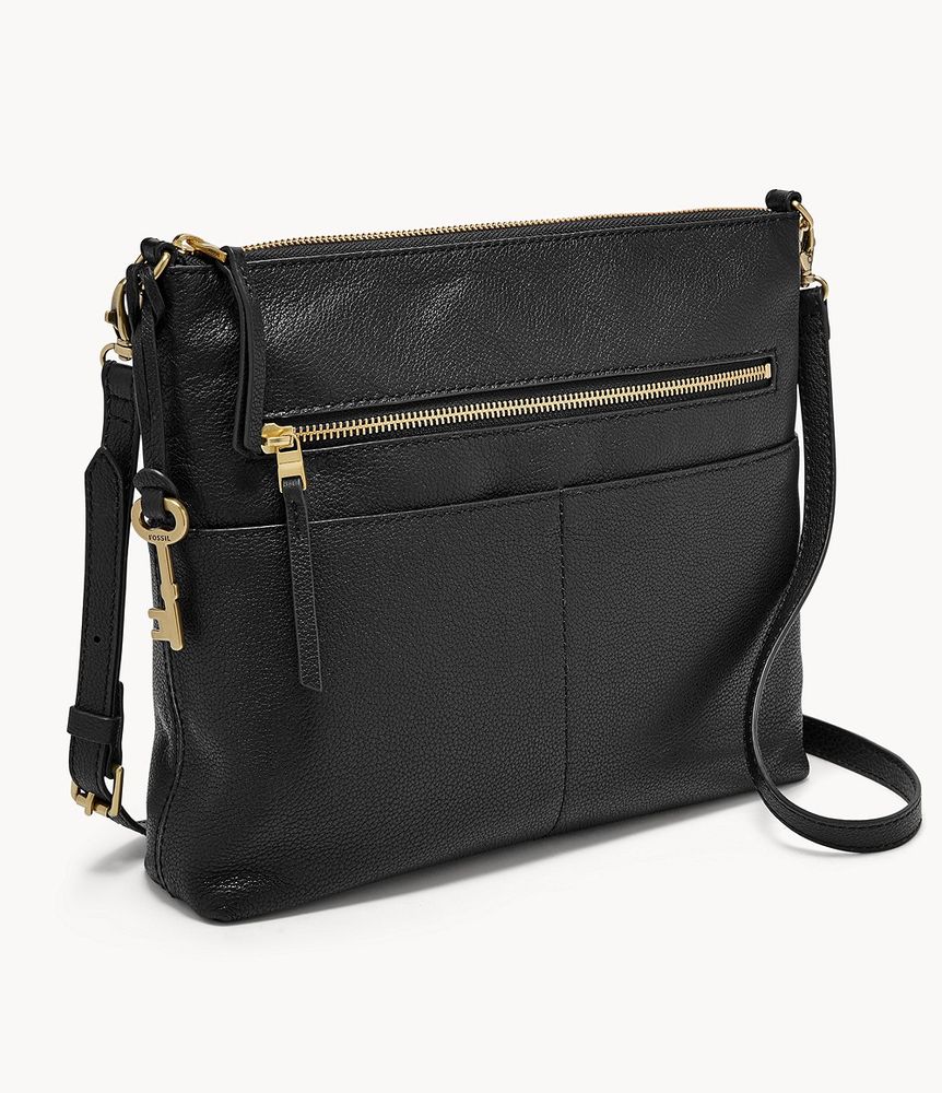 Fossil Fiona Large Crossbody Bag - Black/Gold