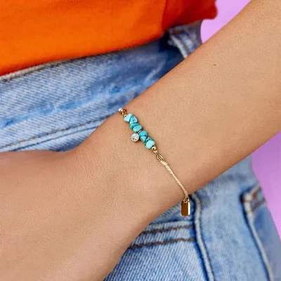 Pura Vida Turquoise Bead Charm Dainty Bracelet