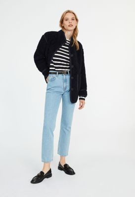 Manteau effet peau lainée