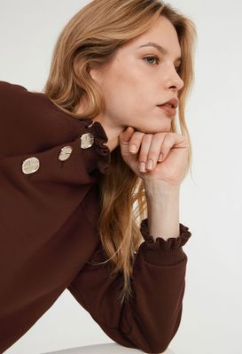 Sweatshirt à col volanté