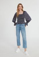 Blouse imprimée à encolure carré