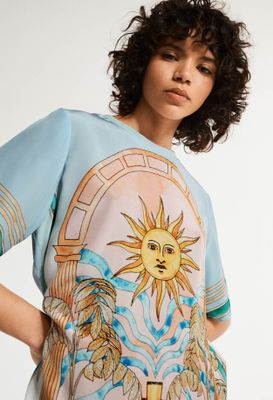 Robe t-shirt soie printée
