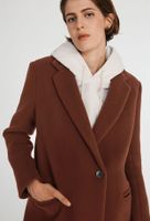 Manteau droit mi-long en laine mélangée