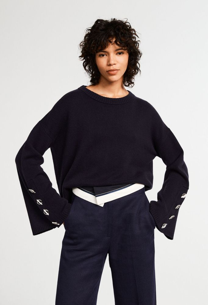 Pull à manches longues en laine traçable